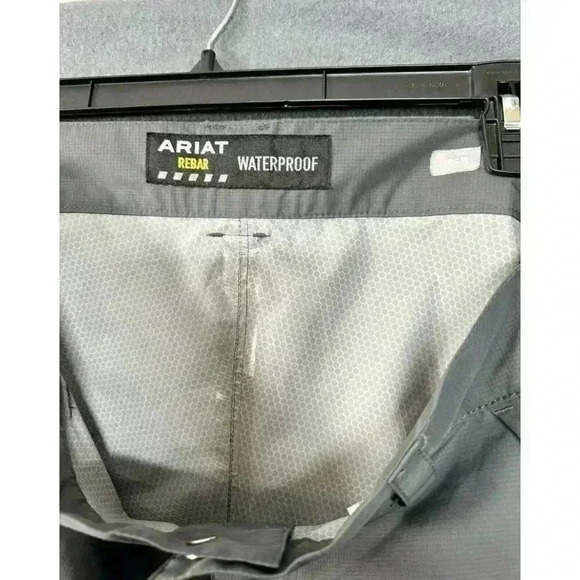 Ariat Pants Men’s Large Regular Gray Rebar Stormshell Waterproof Workwear Rain - Picture 6 of 11